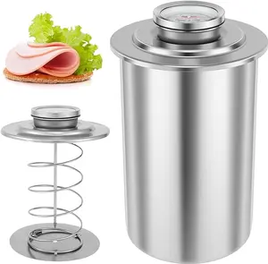 Deli Meats Press Mold | Stainless Steel Ham Maker | 1.5L Large Capacity for Making Healthy Homemade Meat |  Meat Pump Machine  with Thermometer | Kitchen Bacon Meat Pressure Cookers Boiler Pot Pan Stove