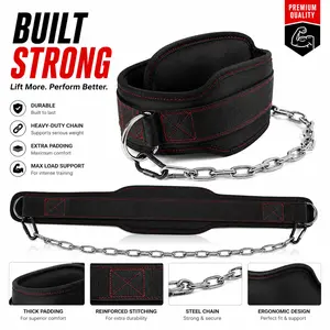 Weighted Dip Belt, Weight Lifting Belt with Chain, for Pull Ups, Dips and Strength Training, Home Gym Fitness Workout Equipment