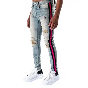 Serenede Sacred Plasma Stripe Jeans – Light Wash with Pink/Black Side
