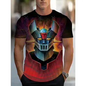 Transformers graphic print men's casual T-shirt, summer sports casual versatile short sleeve, round neck short sleeve T-shirt, suitable for casual wear and daily activities