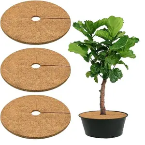 3 Pack 30 Inch Coconut Fiber Tree Mulch Ring, 100% Natural Coco Coir Tree Ring Mulch Mat, Coconut Coir Discs Plant Cover Tree Protectors Mats Mulch Rings for Landscaping Trees Outdoor Plants