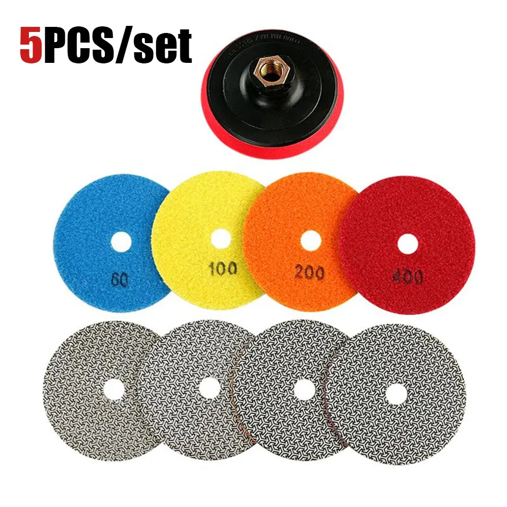 LOZLIN 5PCS/Set 4Inch Electroplated Diamond Blades Kit - Cutting, Blade Grinding Discs, Rotary Grinding Discs (60-400 Grit) for Tile, Marble, Quartz Wood Edge Chamfering