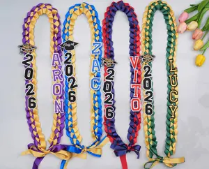 Personalized Name Graduation Lei 2026, Class of 2026 Party Gift for Graduates, Custom Ribbon Lei (Festive & Party Supplies)