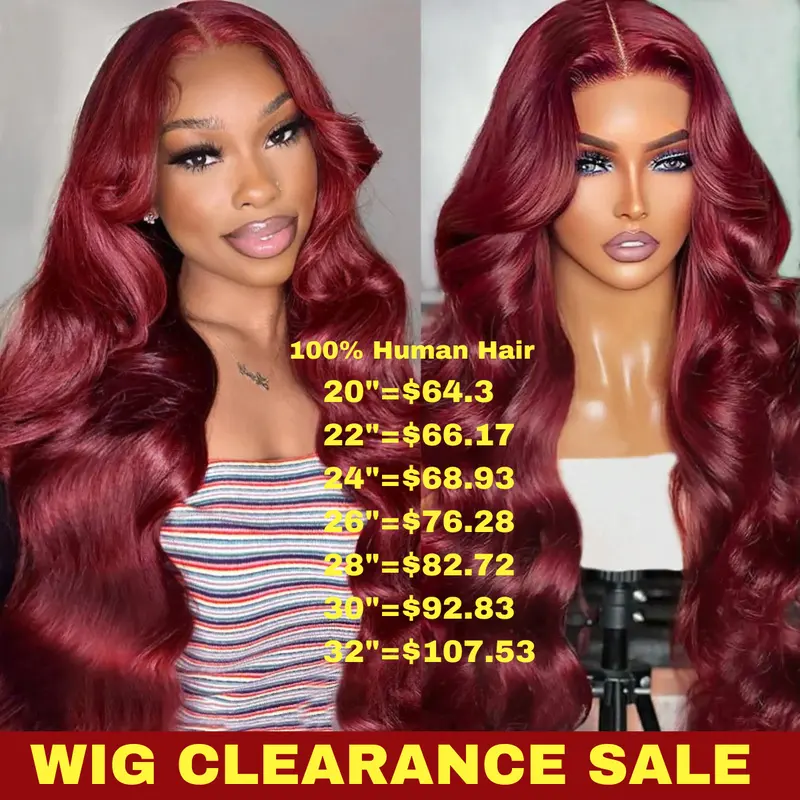 [Wig Clearance Sale] Suntuhair 5x5 Lace Wear and Go Glueless Wigs Straight Human Hair Burgundy Dark Red Hair 99j Wig Lace Front Wigs 100% Human Hair Upgraded No Glue Closure Wigs Human Hair for Women 20-32 Inch