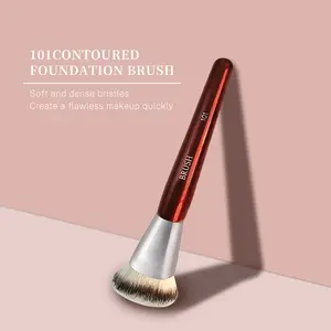 BK Contoured Foundation Brush 101 Ultra Soft Vegan Fibers for Powder Liquid Cream Makeup All Skin Types Coverage Satisfaction Guaranteed Set Bk-101