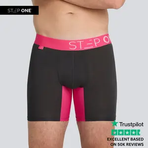 Step One Men's Boxer Brief - Dark Rose, Anti-Chafe, Breathable Bamboo Fabric, UltraGlyde Panels, Hidden Elastic Pouch, Premium Underwear, Athletic Daily wear