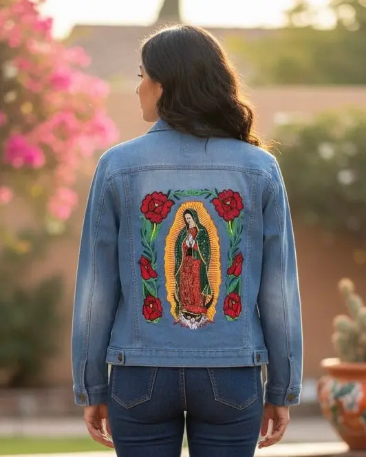 Denim Guadalupe Embroidered Jacket