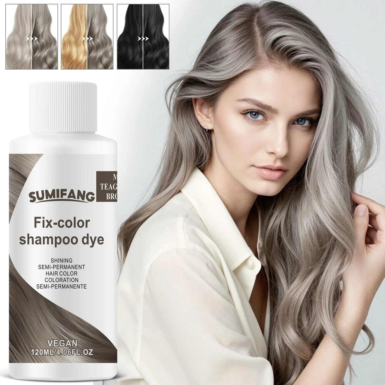 Long-Lasting Hair Dye Shampoo, Color Depositing Shampoo, Hair Coloring Shampoo, Hair Nourishment Shampoo, Haircare, Repair & Nourish, Brightening Formula, Radiant, Pure & Durable, Locks Color, Prevents Fading, 120ML
