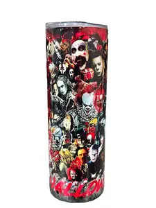 I Love Horror - Halloween - 20oz oz 20 oz. 20oz. Skinny Sublimation Tumbler - Amy's Tumbler Junkies - Your Favorite Tumbler Shop!