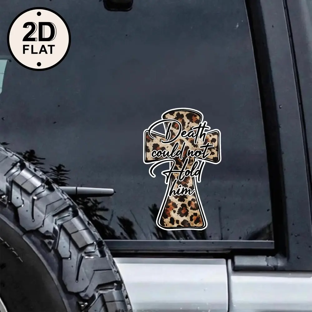 Car stickers and window decals, leopard print cross with text design, car decoration stickers, fun bumper stickers(1 piece)