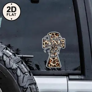 Car stickers and window decals, leopard print cross with text design, car decoration stickers, fun bumper stickers(1 piece)