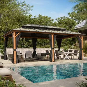 20'x12' Hardtop Gazebo with Double Polycarbonate Roof, Aluminum Frame Outdoor Pavilion for Backyard, Garden, Lawn