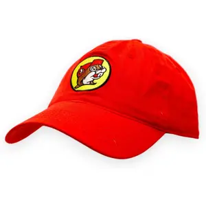 Buc-ee's Red Adjustable Baseball Cap with Bucky The Beaver Logo Embroidered on Front, One Size Fits All