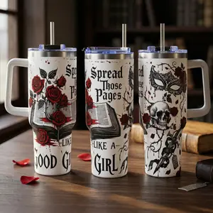 Like A Good Girl 40 oz Tumbler, Spread Those Pages Like A Good Girl Tumbler, Dark Romance Insulated Mug with Handler, Gifts For Book Lovers