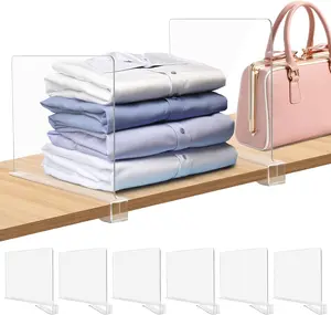 Shelf Dividers for Closet Organization Closet Dividers for Shelves, 6 count Clear Shelf Dividers for Clothes Purse Bag Separators  Bookshelf for Organization