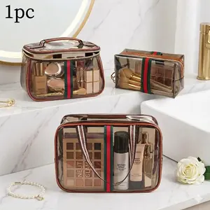 New Large Capacity Transparent Makeup Bag, Vintage Luxury Style, Multiple Sizes Available, Portable Multi-Functional Organizer, Transparent Vanity Bag