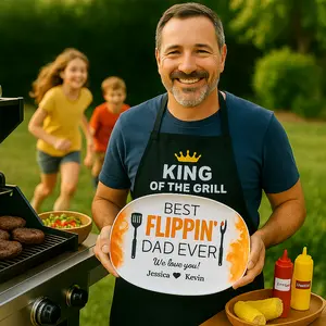 Best Flipping Dad Ever | Personalized BBQ Platter | Father's Day, Gift For Dad, Grandpa
