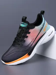 Plus Size Men Fashion Sneakertok Athletic Sneakers White Orange Blue Gradient Cushioning Sole Daily Running/Commute - Breathable Mesh, Eye-catching Lightweight Elastic Athletic Running Shoes