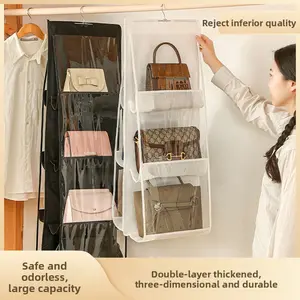 Bag Storage Hanging Bag Hanging Double-Sided Transparent Six-Layer Shopping Bags Bedroom Wardrobe Storage Bag Dustproof Bag  christmas gift