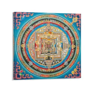 Auspicious Symbols Kalachakra Mandala Tibetan Thangka Poster Decor Print