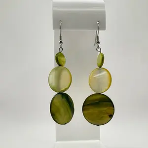 Cucumber Sally Earrings with Double Circles and Dangle Design for Women