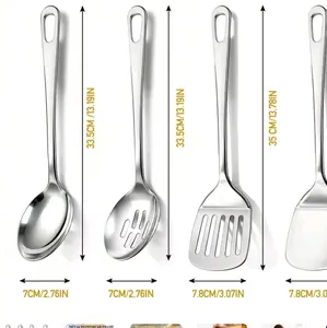 4 pcs cooking utensil set TAIMASI stainless steel turner wok spatula