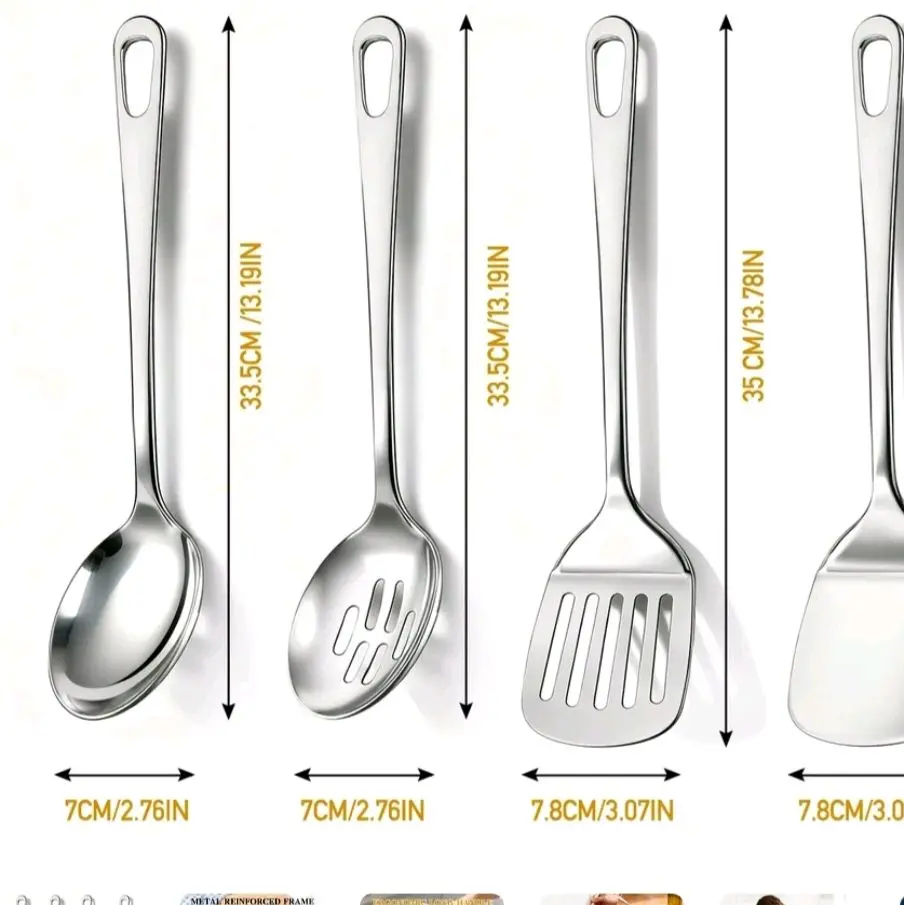 4 pcs cooking utensil set TAIMASI stainless steel turner wok spatula