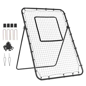 【FathersDayGift】VEVOR Baseball And Softball Rebounder Net,  4 x 6 Feet PitchBack Baseball Nest for Pitching and Fielding Training, Pitch Return Trainer Rebound Net with Pitching Target, 4 Adjustable Angles