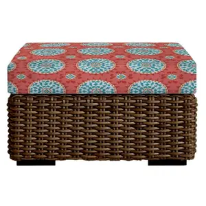 RSH Decor Foam Ottoman Cushion 24"x20"x4" Outdoor Replacement Cushion Watermelon Sundial Water-Resistant Made in USA