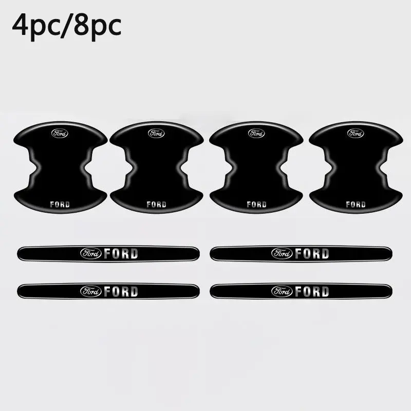 4/8pcs Car Door Handle Bowl Anti-collision Protective Stickers For Ford Fiesta Mondeo Fusion Explorer Escape Shelby Edge Auto Accessories Sticker For Cars Automobile Decals Car Decals Automotive Decals
