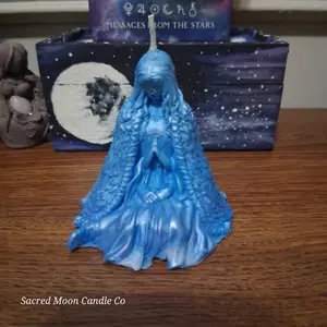 Sacred Moon Blue Whispering Water Lily Goddess Candle 3.3oz