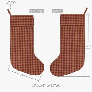 Burgundy Check Stocking 12x20