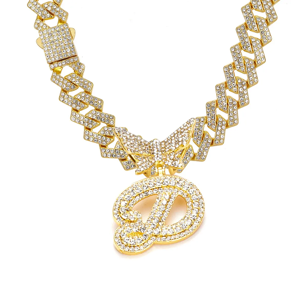 Golden letter necklace D