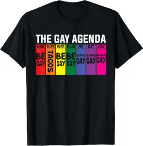 100% Cotton The Gay agenda LGBT Pride T-Shirt