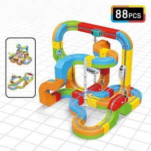 Magical track building blocks, track toys, track sets, building blocks, creative DIY building sets, anti-gravity, inverted driving, LED lights, Christmas gifts, children's gifts, fostering children's thinking,clip-on design, STEM track kit.