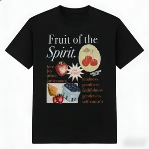 Fruit of the Holy Spirit Christian Faith Religious T-Shirt Vintage Street Style Simple Versatile Pure High-Quality Novel Fashion Spring Summer Men's Casual Round Neck Short Sleeve,t shirts for men,white tee,funny t shirt,graphic t shirts,men's t