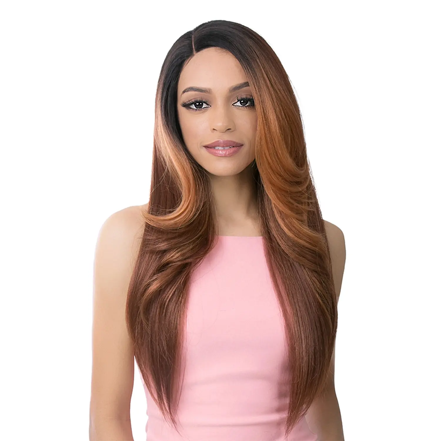 It's A Wig Safiya 26-Inch Brown Human Hair Blend Lace Front Wig - 5G True HD Undetectable Lace, Brown Synthetic Lace Front Wigs