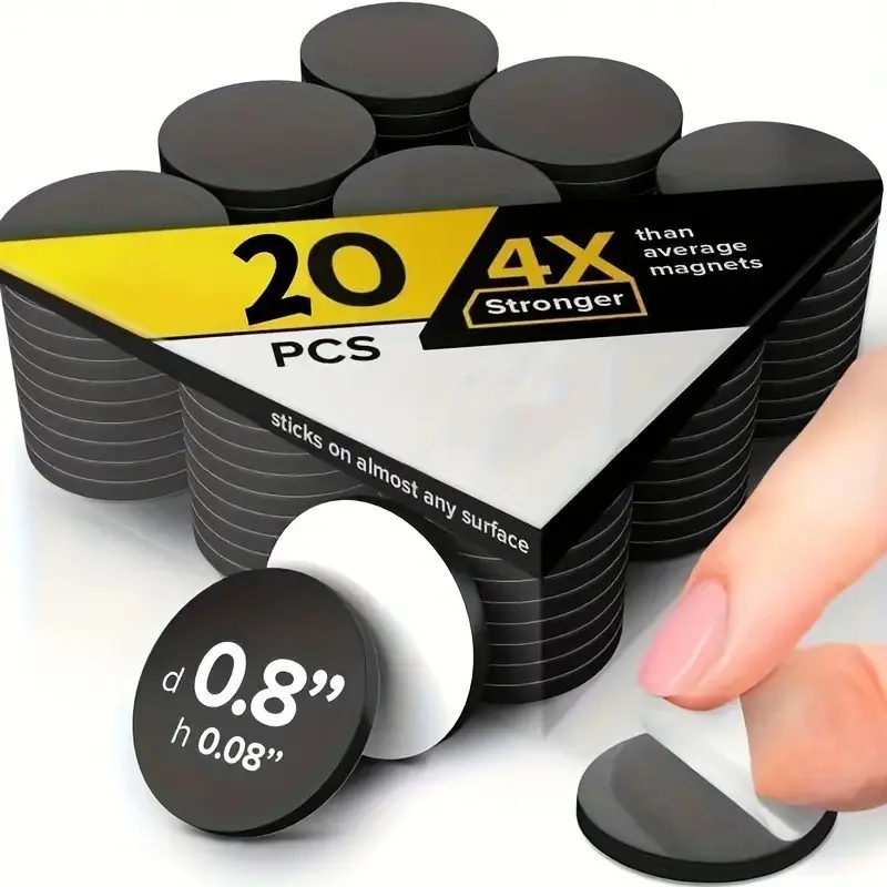 20pcs Easy Peel 0.8 Inch Magnetic Dots, Strong Magnetic Hold, Strong Adhesive Flexible Sticky Magnets for Photos & Crafts, Durable & Versatile