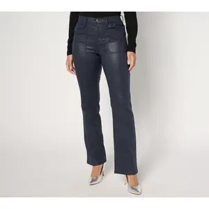 nicole by Nicole Miller Petite Coated Soho Boot-Cut Jeans - Navy