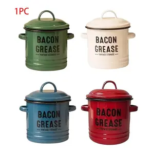 Multicolor Enamel Oil Canister, Christmas Mini Retro Rustic Large Capacity Spice Jar, Leak-Proof Food Storage Container with Lid, Kitchen Utensil