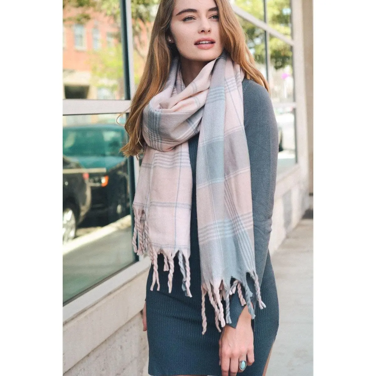 Unisex Oversized Plaid Flannel Tassel Scarf - Soft, Loose Fabric, Easy to Wear, Perfect for Layering & Casual Wear for Adults