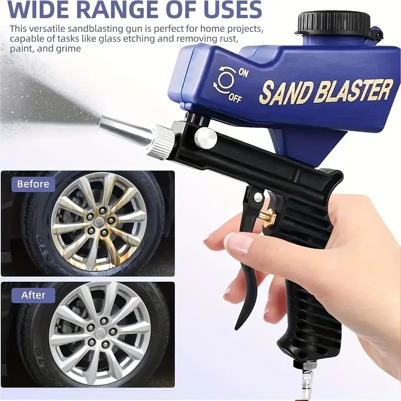 Portable Sandblasting Machine with Ergonomic Handle, Ideal for Painting & Rust Removal, Suitable for Wood Metal Car DIY Projects