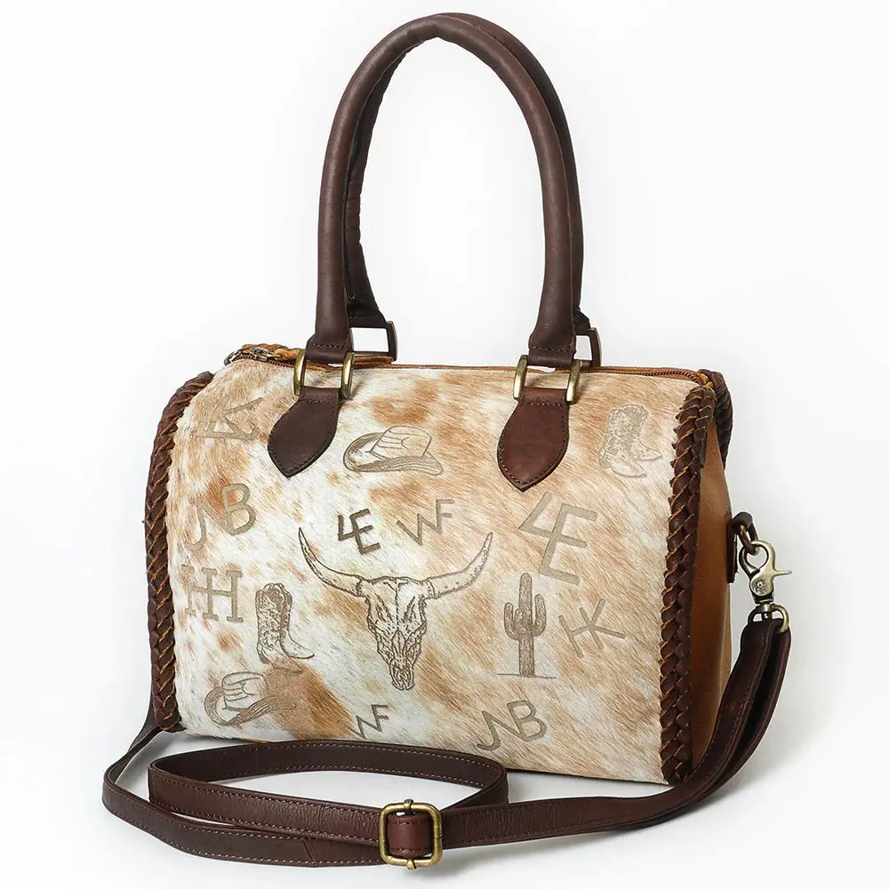 Duffle Tote Hair-On Genuine Leather women bag western Bag