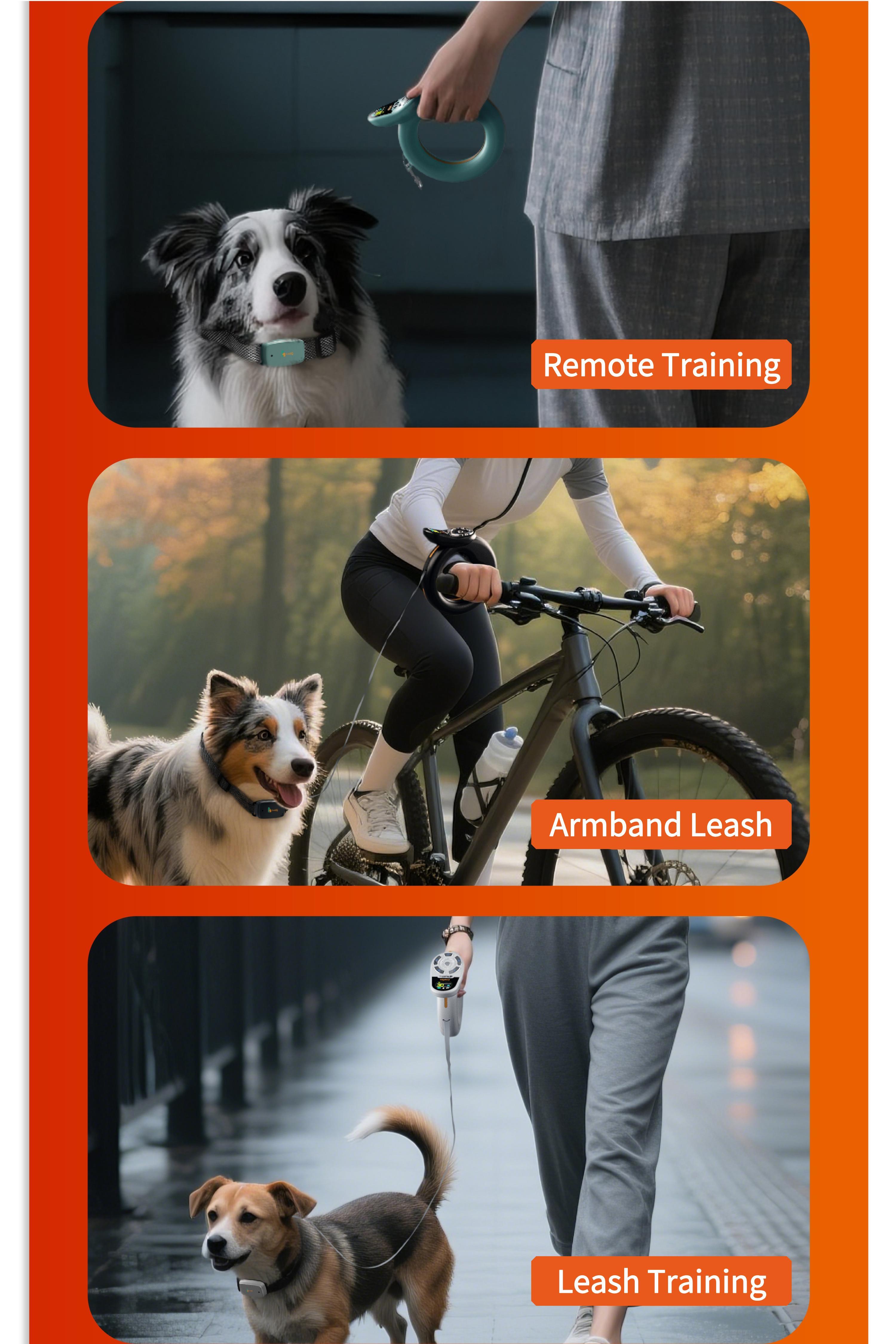 Dog Training Collar & Leash Set 3200ft Remote Control | IP67 Waterproof Built-in Light Magnetic Charging 30 Static 10 Vibration Modes for Dogs 10-120 lbs