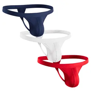Strapped Thong Nylon Mesh & Modal No Fly Mid-Rise 3 Pack 0 Inch with ABCD Pouch - XS to XL waist Size Spandex Athletic Breathable