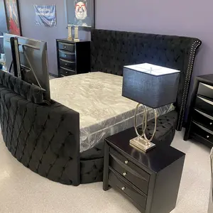 NEW DRESDEN Round TV Bed  With “Motorized”Hideaway Power TV Lift   USB Charging Ports