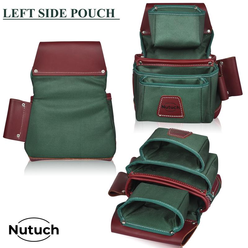 NUTUCH Green Heavy Duty Nylon and Leather Tool Belt for Carpenters, Framers, and Electricians