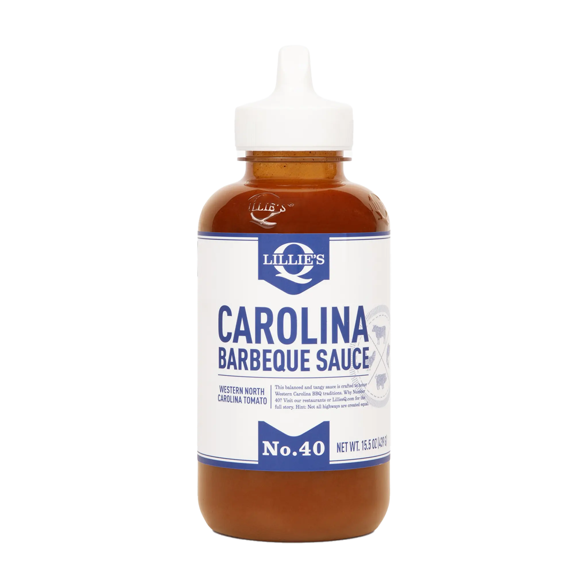 Lillie's Carolina Barbeque Sauce No.40 Squeeze Bottle - Tangy Tomato & Vinegar Based Western BBQ Tradition - 1st Place Winner 2024 World BBQ Championship - Flavor
