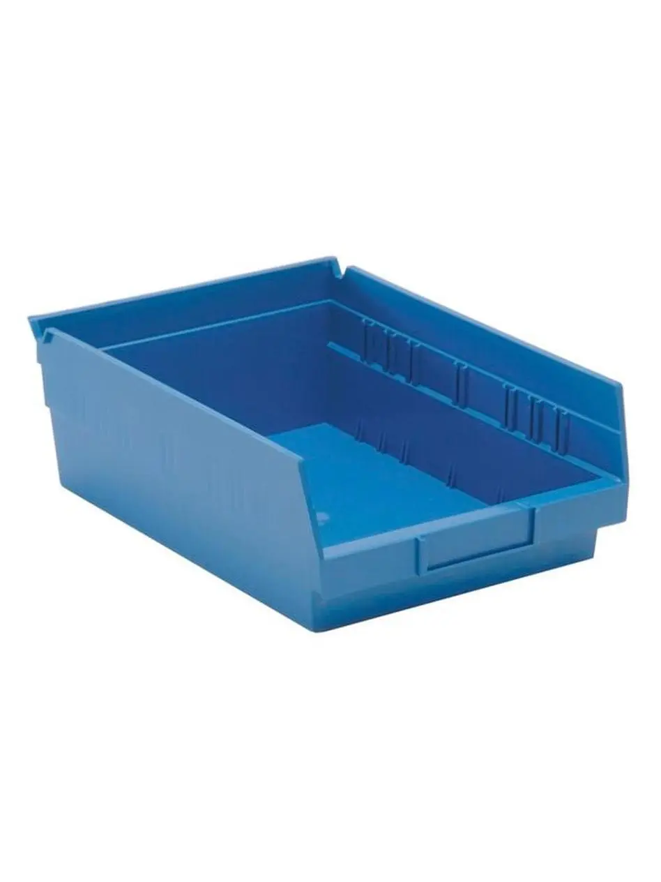 Quantum Storage QSB107BL Economy Plastic Storage Bin - 4 in. Shelf Organizer, Blue, 11.62x8.37x4 in.
