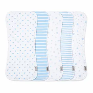 5 Pack Baby Burp Cloths for Feeding & Nursing, Soft Absorbent Bibs and Towels, Breathable Drool Cloths for Newborn Bath Care, Unisex Infant Essentials Muslin Organic Cotton Onesie Set